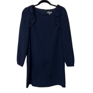 Chelsea 28 Navy Ruffle Long Sleeve Mini Dress, Women’s 8